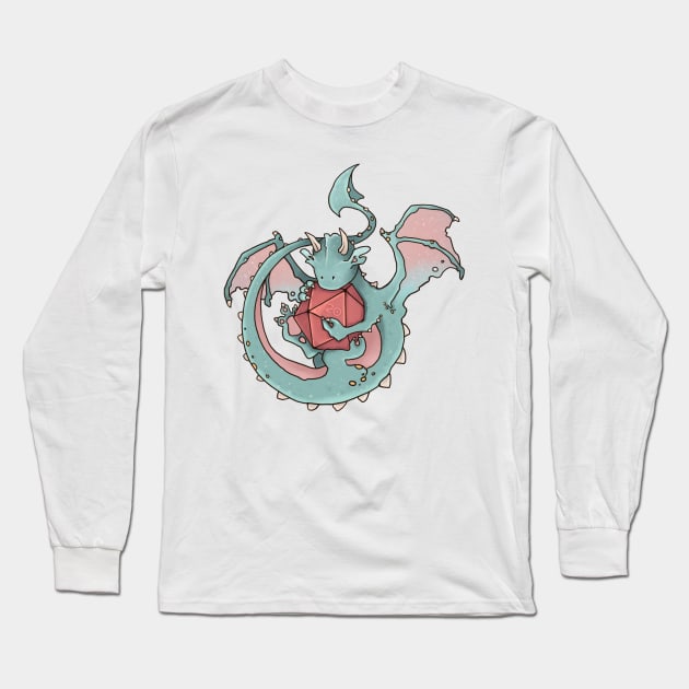 Dice goblin (but dragon, adorable teal) Long Sleeve T-Shirt by keyvei